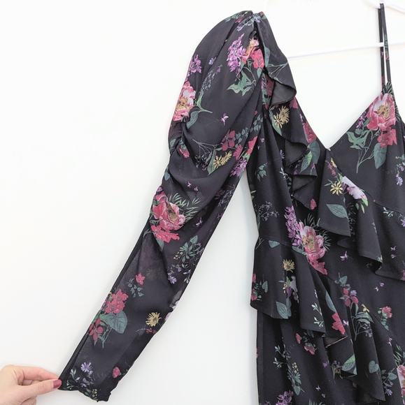 AMUR Pasqualena Midi Dress in black floral print, Size 0-4 - Picture 6 of 11